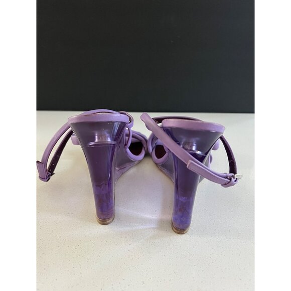 STAUD Purple Leanne Women's Transparent Wedge Sandals Size 39 - Picture 5 of 8